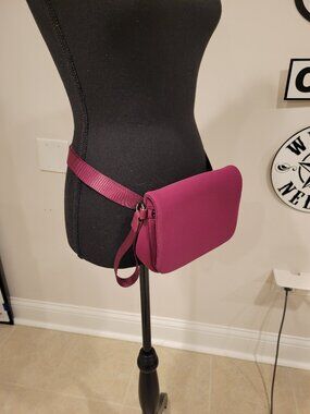 Cranberry Neoprene Convertible Small Handbag, Wristlet, and Waist Pouch